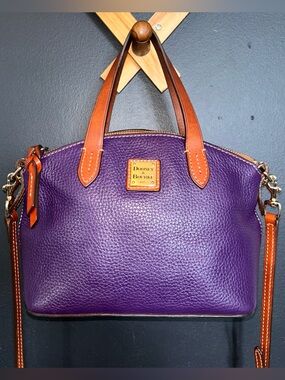 Dooney & Bourke Plum and Chestnut Crossbody Bag With Handles -GUC-